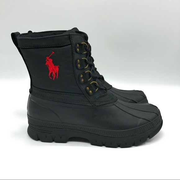 red and black polo boots